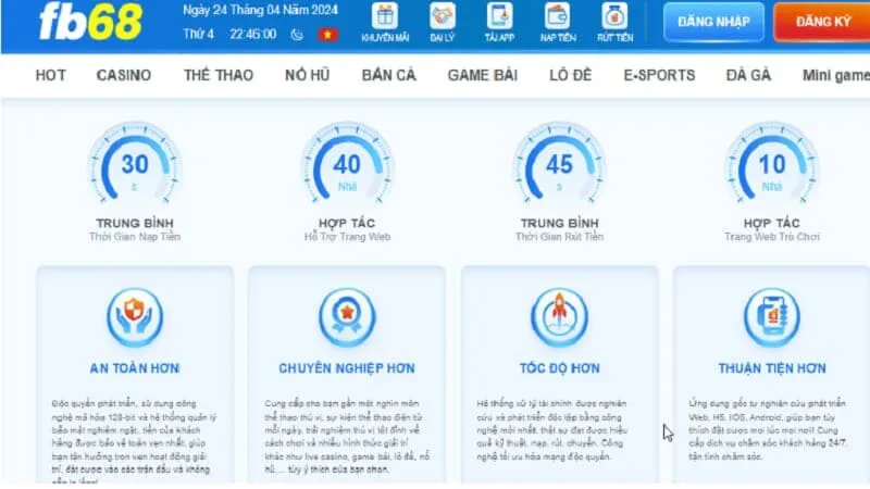 Thao tác nạp rút tiền Fb68 cực kỳ đơn giản.