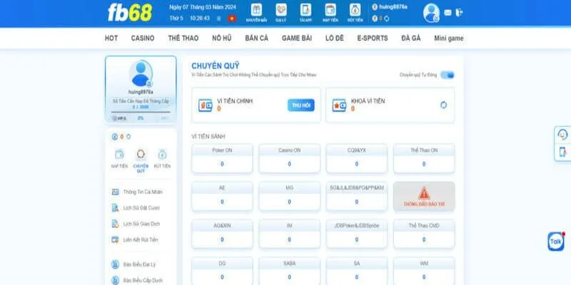 Hãy chú ý khi giao dịch nạp rút tiền Fb68.
